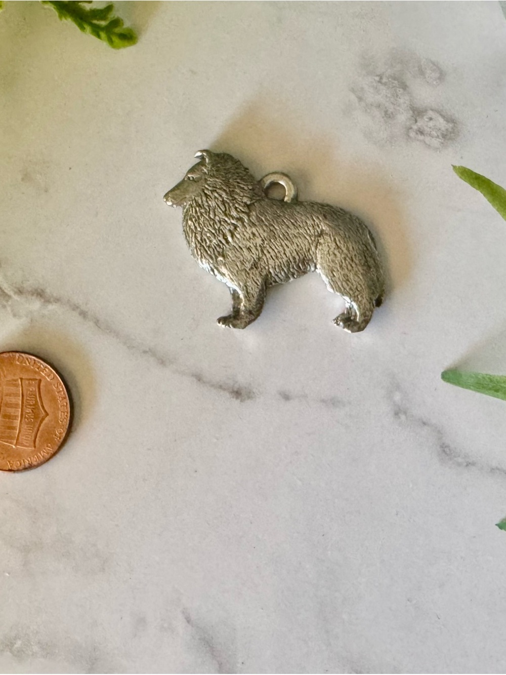 Sheltie Sheepdog Pewter Pendant Charm - Silver
